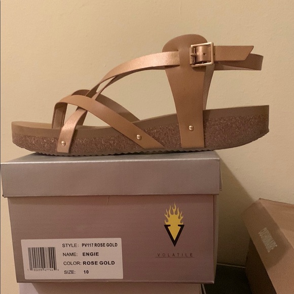 Volatile Shoes - Volatile Gold Strappy Wedge Sandals